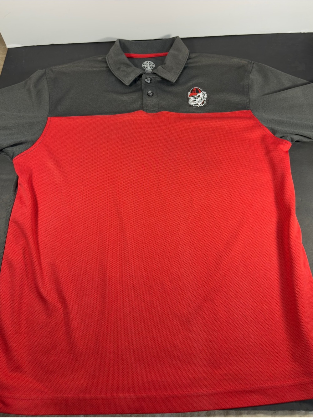 Georgia Bulldogs Polo Shirt Mens Large L Rivalry Threads Colorblock Gray Red